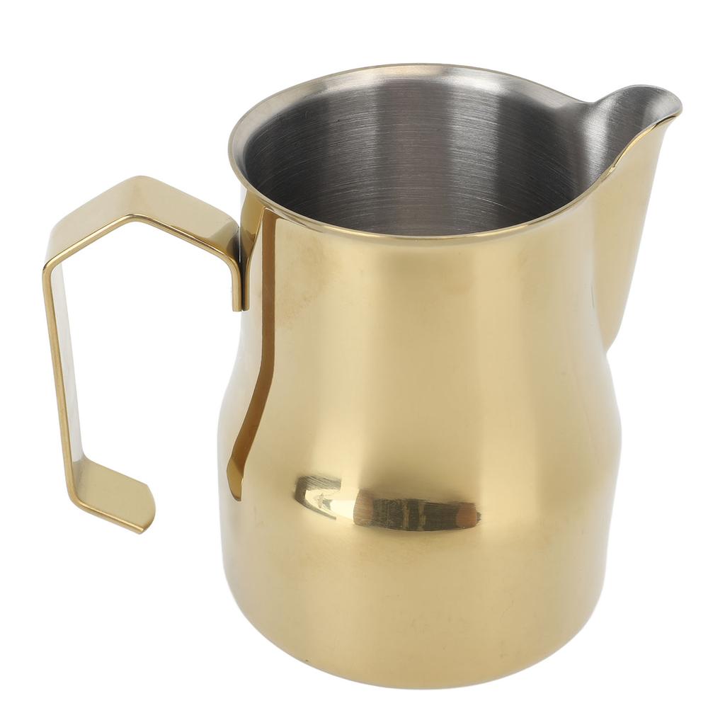 Milk Pitcher 450ML 304 Stainless Steel Frothing Cup Drip Free Coffee Steaming Pitcher Gold