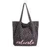 Korean Trendy Pink Leopard Print One-Shoulder Canvas Bag - Large Capacity, Versatile Women's Fashion Accessory for Commuting