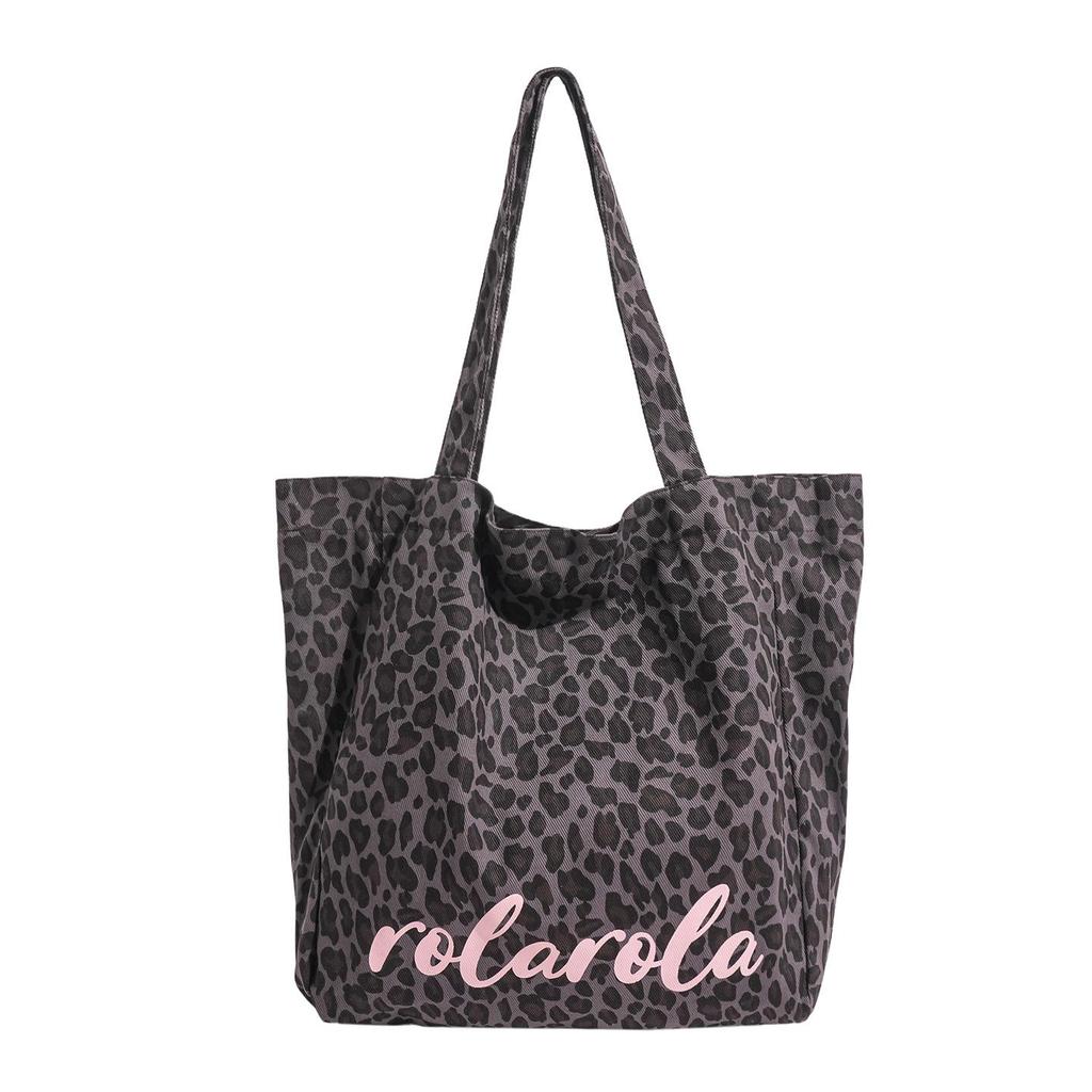 Korean Trendy Pink Leopard Print One-Shoulder Canvas Bag - Large Capacity, Versatile Women's Fashion Accessory for Commuting