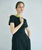 Etmont Neck Cut-Out Shirring Dress Black
