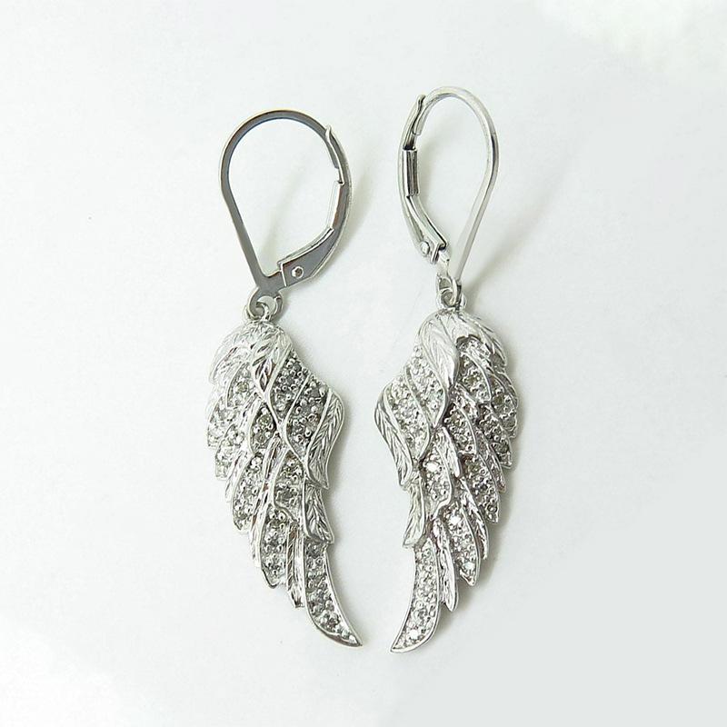 1 Pair, Stylish, Inlaid with Synthetic Zircon, Stylish, Versatile Angel Wings