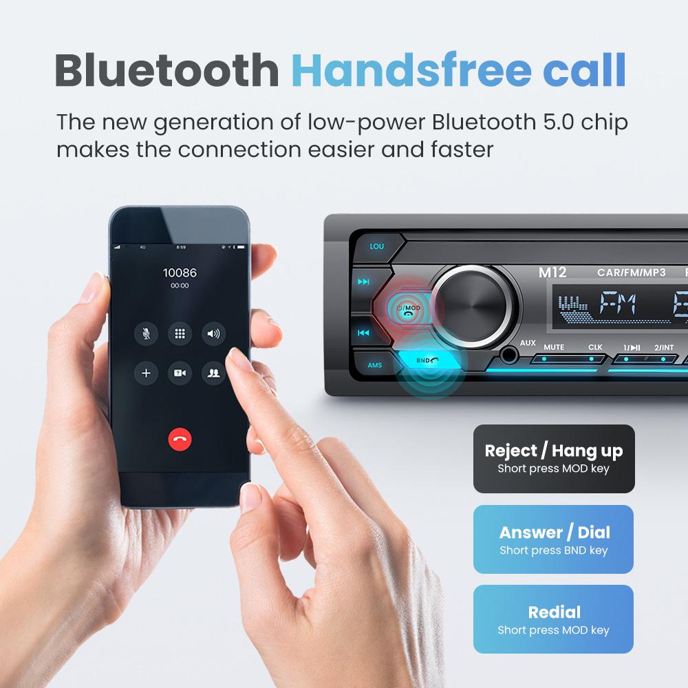 Autoradio Stereo 1DIN Lettore MP3 Bluetooth 60Wx4 Ingresso AUX TF USB Unità Principale Ricevitore