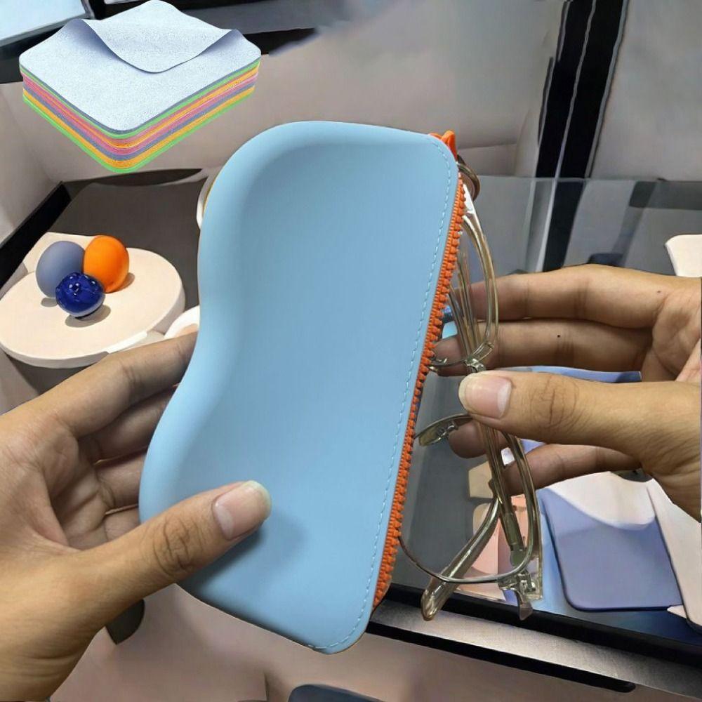 Waterproof Silicone Glasses Bag Dustproof Sunglasses Protective Cover Portable Eyeglass Bag Female
