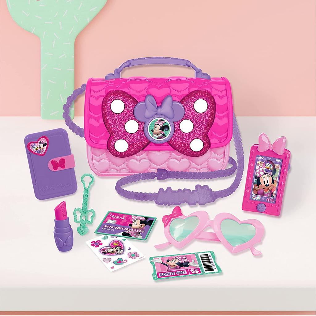 Conjunto de Bolsa Disney Junior Minnie Mouse Bow Fabulous de 9 Peças com Óculos de Sol Portáteis e Acessórios (Inglês) [Importação Paralela]