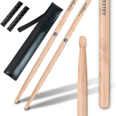 AQTAQ 5A Drumsticks Hickory Drumsticks Set with Handle Drumsticks Durable Musical Instrument Accessories Hickory Drumsticks Wooden Color Non-Slip