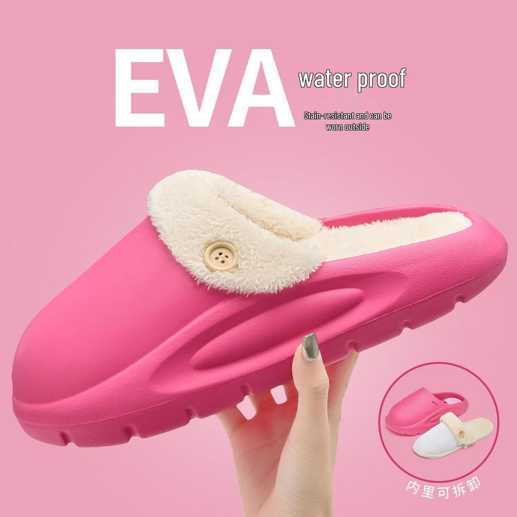 Lidani Men's Detachable Cotton Slippers, Winter Indoor/Outdoor Non-Slip, Plush Lining, Waterproof.