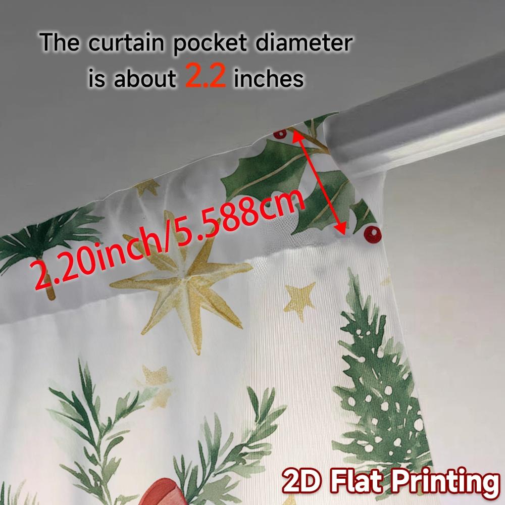 2pcs  Curtains Christmas Bow Holly Berry Tree Fashionable Popular Curtains Durable Polyester Curtains Decorations Inside Use for