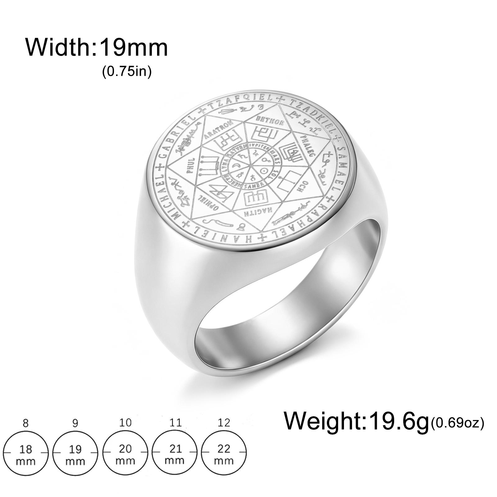 Likgreat Vintage Tetragrammaton YHWH Pentagram Sieben Erzengel Amulett Ring Edelstahl Spiritueller Schutz Schmuck Geschenk 12 white