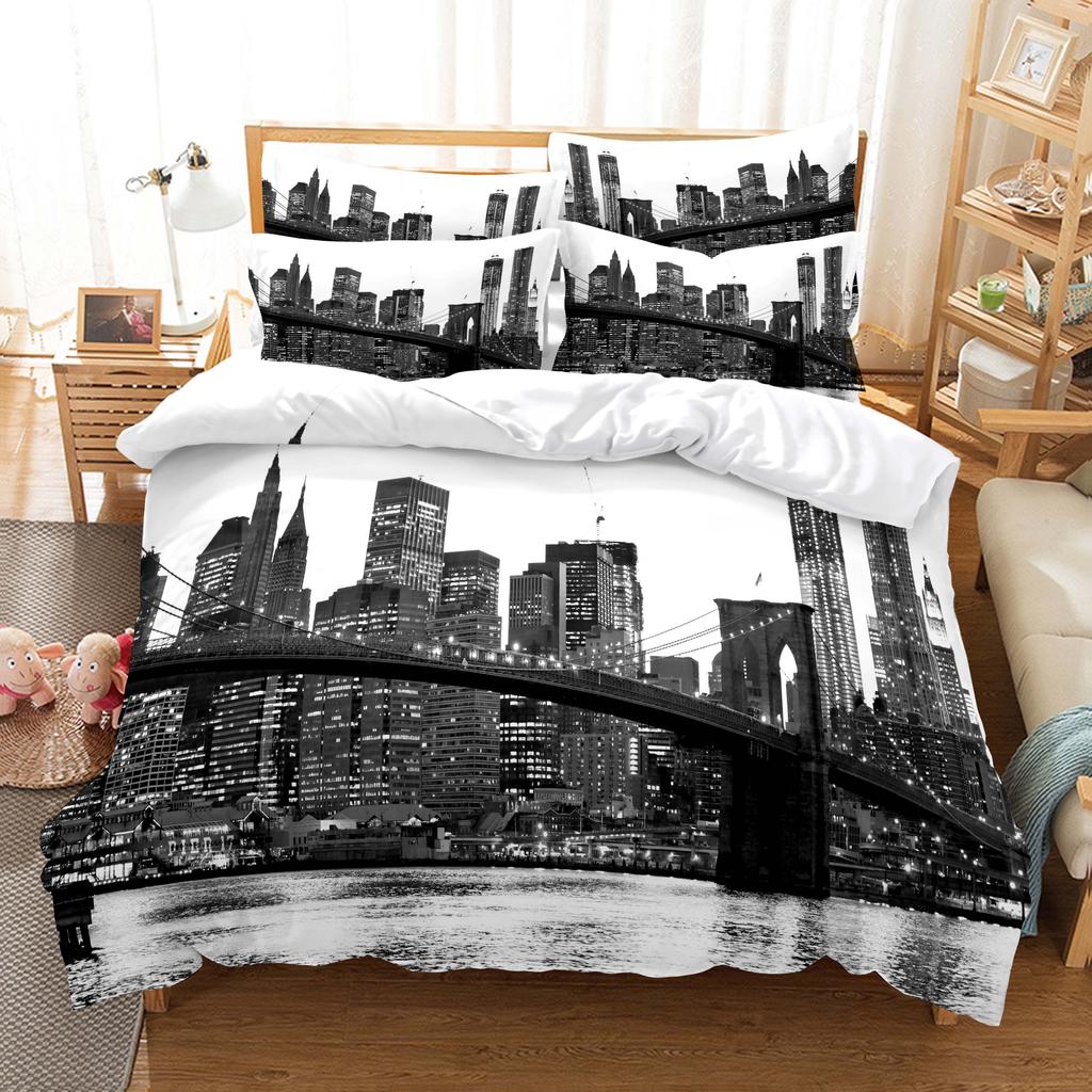 City, Roller Coaster Bed Ensemble Luxury Bedspread Cover Collection 3d Bedding Bed Linen Queen Size Size Bed Ensemble Fashion Design Bed Ensemble