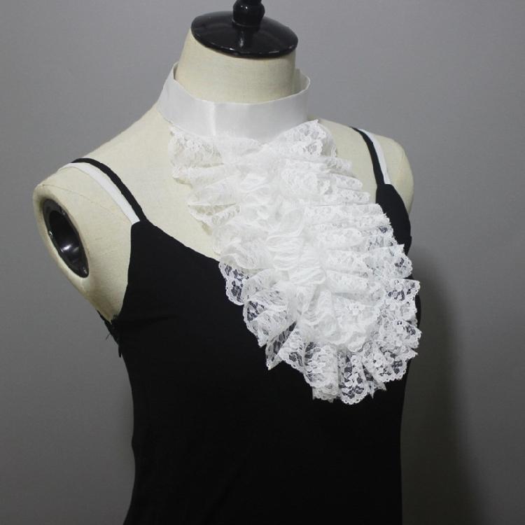 Ruffle Lace Jabot False Collar Steampunk Victorians Colonial Neck Collar Necktie
