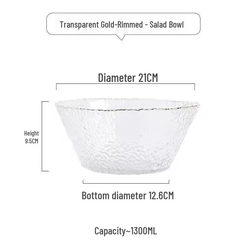 Japanese Style Hammered Glass Salad Bowl