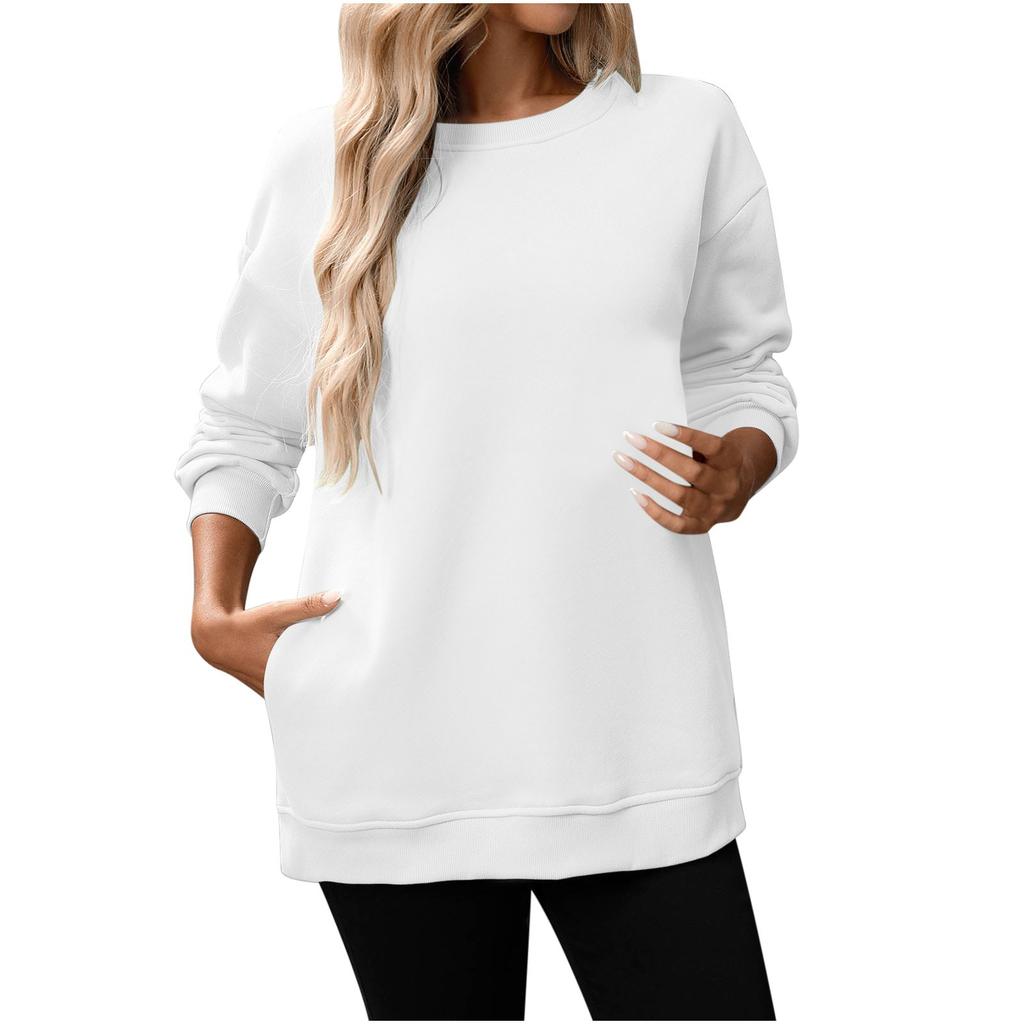 Women Winter Tops Women's Long Sleeve Sweatshirt Casual Crewneck Loose Fit Pollover Fleece Tops
