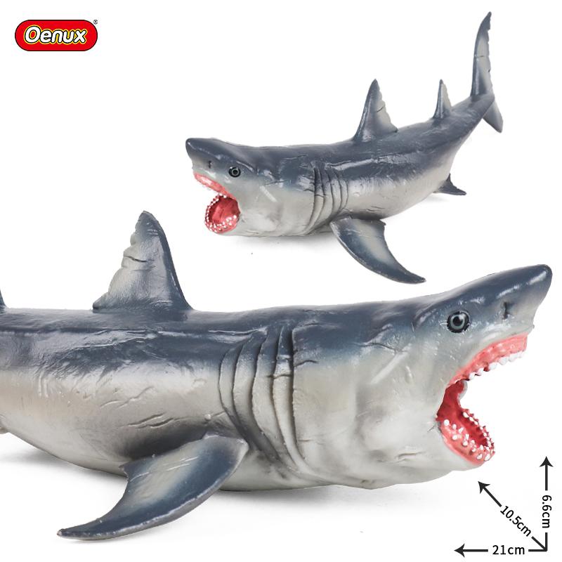 Oenux Ocean Animals Action Figures Sealife Shark Whare Megalodon Model Figurines PVC Home Decoration Kid Cognitive Education Toy