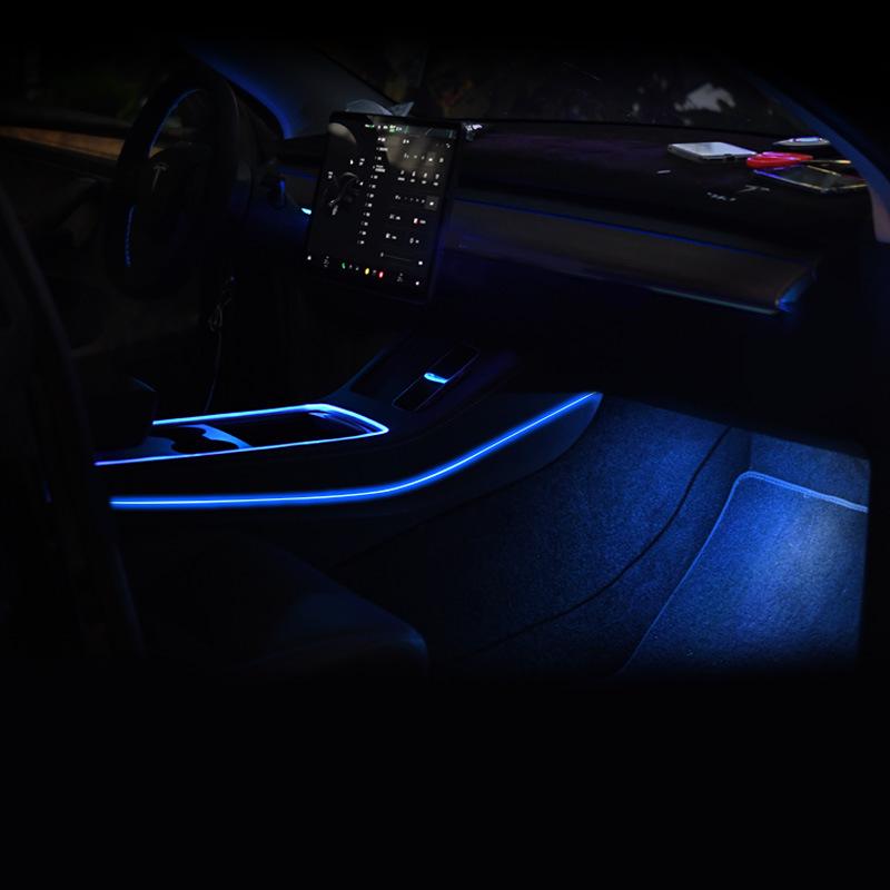 Tesla Model 3/Y Ambient Light App-Controlled Console LED Cup Panel - 64 Colors