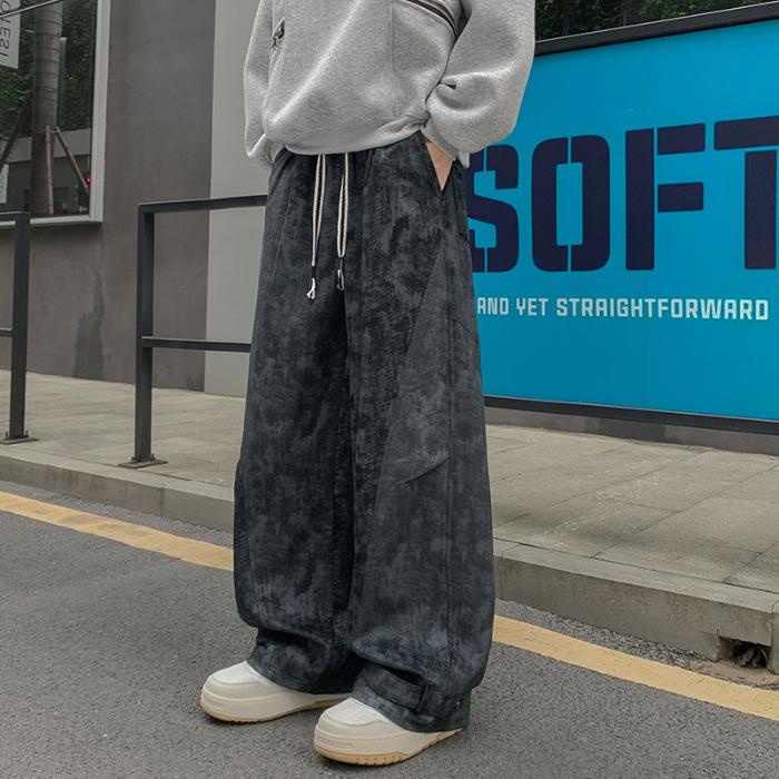 American trend tie-dye loose casual comfortable versatile straight trousers boys and teenagers wide-leg drawstring casual trousers