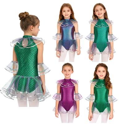 Sellő halpikkely mintás body lányoknak: Ujjatlan Hálós Paillettás Dizájn Karvédőkkel Halloween Ünnepi Bál Jelmezhez