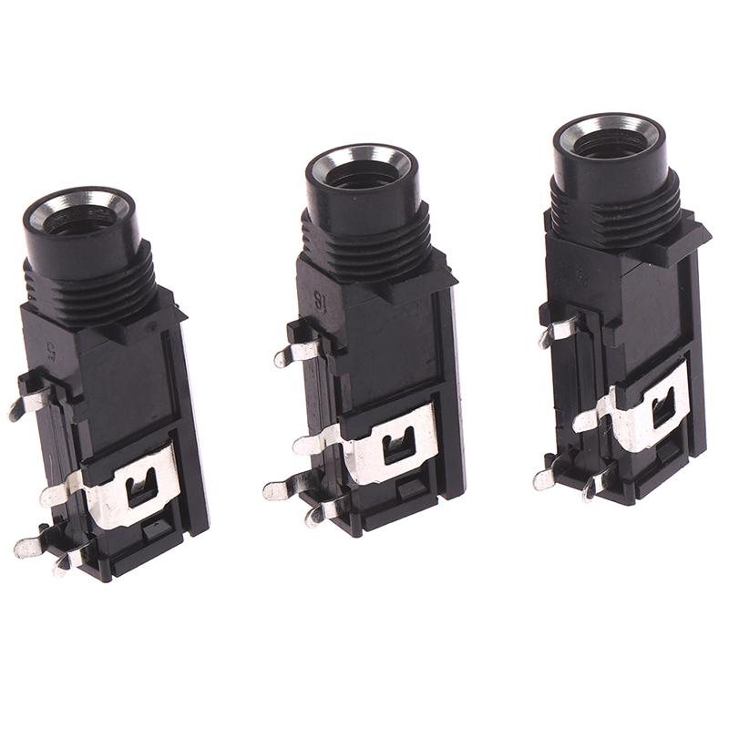 3pcs/lot 6.35mm Stereo Female Socket Audio Adapter 4Pin