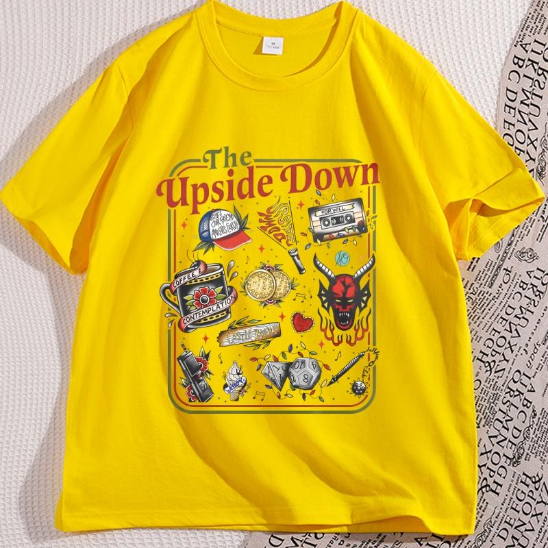 The Upside Down T Shirts for Man Woman Casual Cotton Short Sleeve Tshirt Round Neck Loose and Base Tshirt Graphic Tees