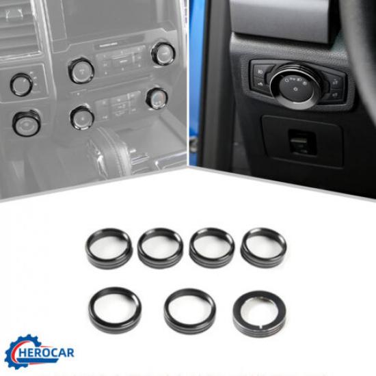 Headlight/4WD/Air Conditioner Switch Knob Trim Cover Ring For F150 XLT Black