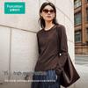 Cottonsmith Women's Ribbed Long-Sleeve Mock Neck T-Shirt
