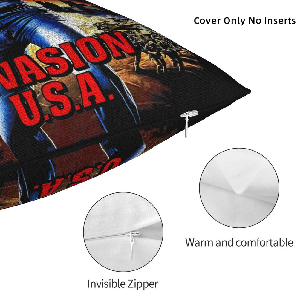 Invasion Usa Active Chuck Norris Vintage Pillowcases Cute Funny Pillow Case For Sofa Home Decor Soft Pillow Cover