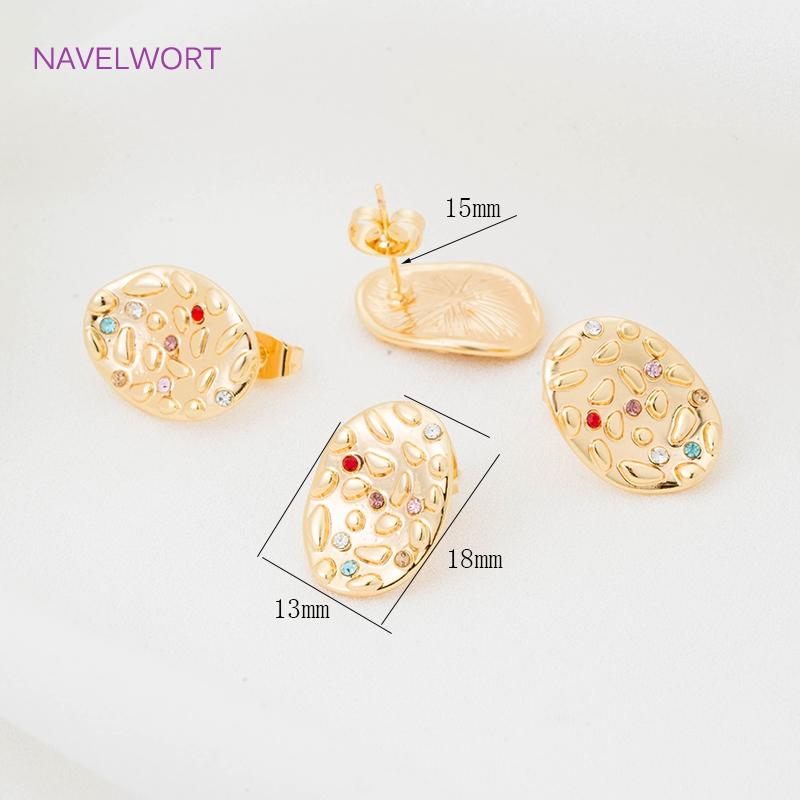

Gold Plated Trendy MultiColor Zirconia Post Earrings For Women Heart/Round/Oval Shape Earrings Jewellery 1 pair