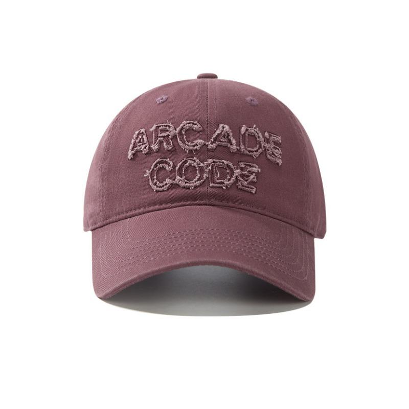 Retro Alphabet Baseball Cap Women's Versatile Purple Hat Big Head Circumference Shading Big Brim Deep Top Cap Men