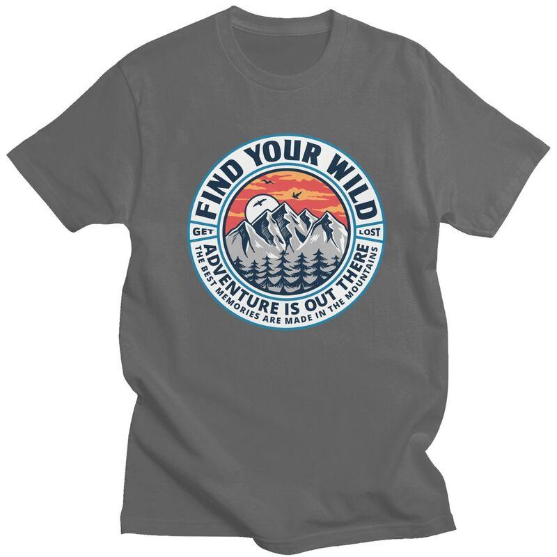 Custom Adventure Camping Mountain Camper T Shirt for Men 100 Cotton Tshirt Tees Tshirts Slim Fit Clothing Gift