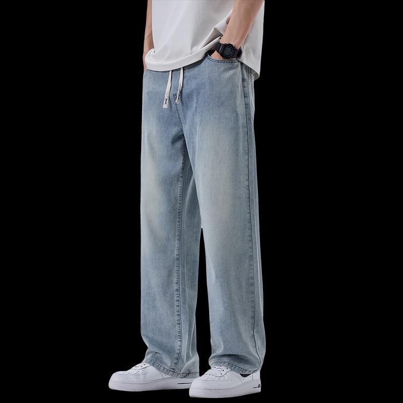 Izzue Men's Lyocell Tencel Loose Straight Jeans