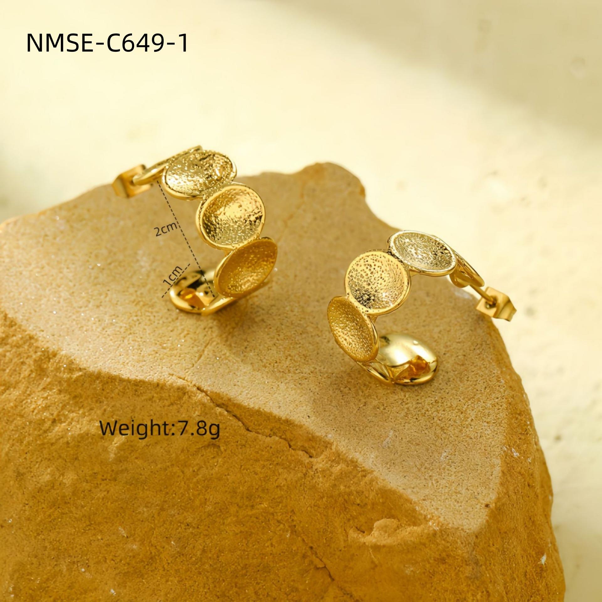GEMCHIC Women s C-Shape Coin Design Earrings Stainless Steel Electroplated Jewelry