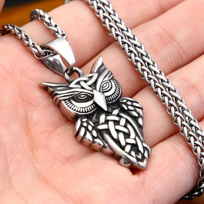 Vintage Nordic Owl Necklace Pendant Stainless Steel Viking Animal Pendant For Men Women Unique Amulet Jewelry Gift Dropshipping