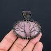 Tree Of Life Rose Quartz Gemstone Handmade Copper Wire Wrap Jewelry Pendant For Wedding Gift