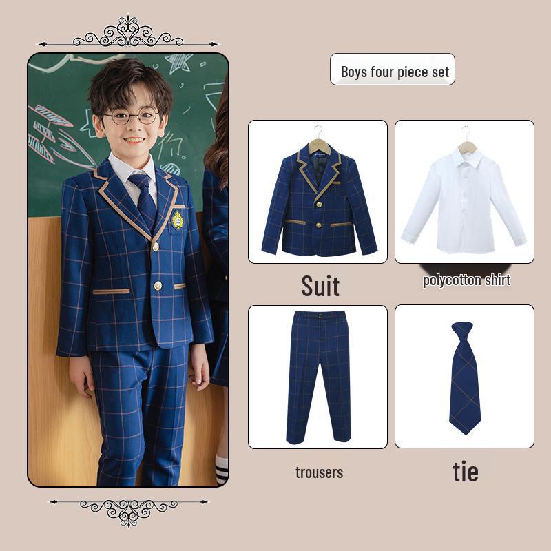 British Academy Style Girls' Pleated Skirt Uniform Set