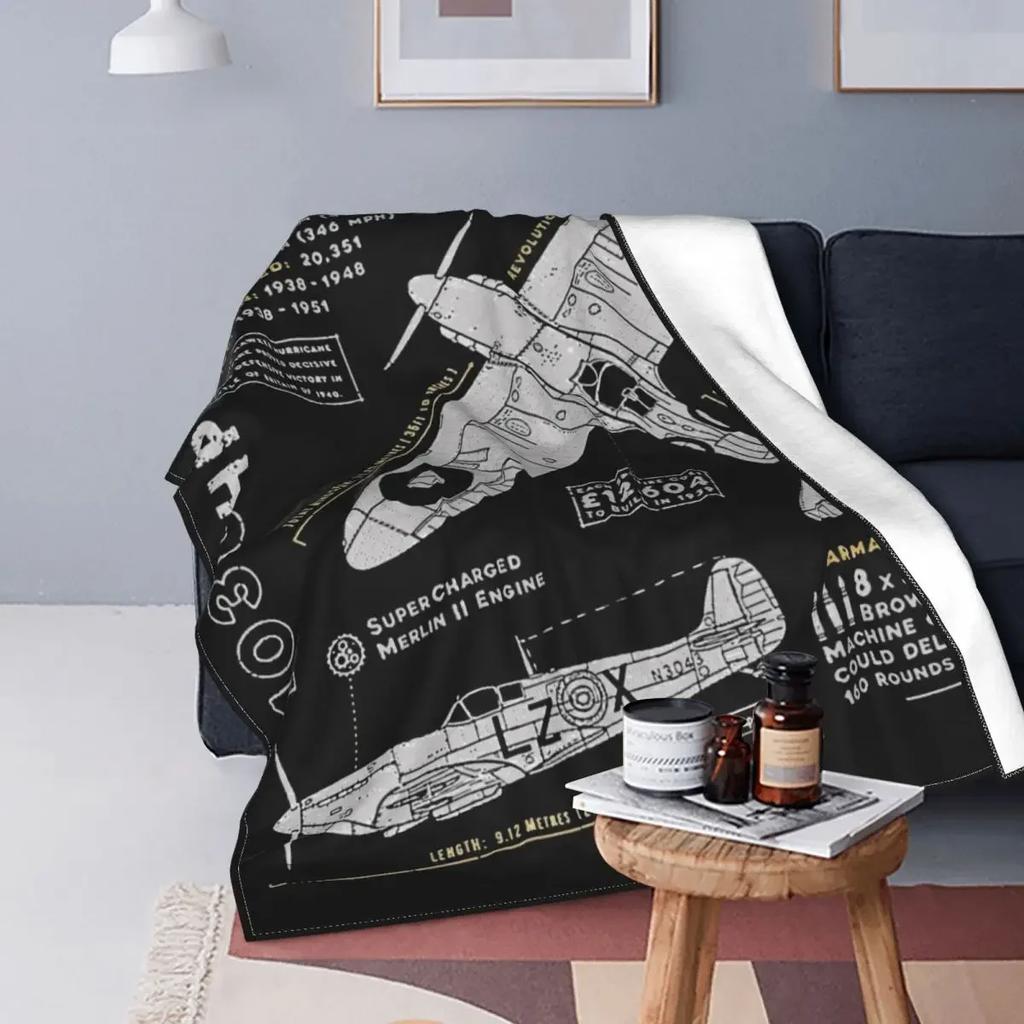 Supermarine Spitfire Fuzzy Blankets Fighter Pilot Aircraft Airplane Awesome Throw Blanket Home Hotel Sofa 200x150cm Bedspreads