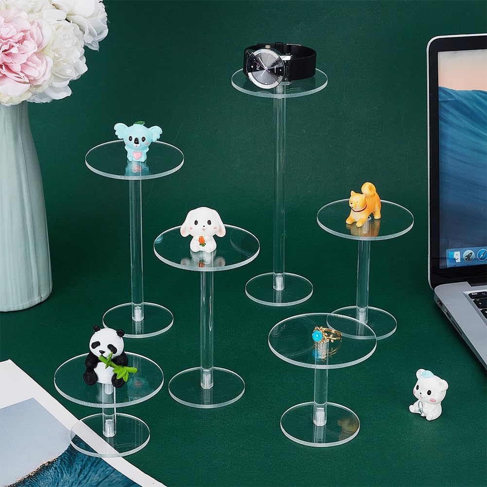 FINGERINSPIRE 6 Pcs Flying Miniatures Acrylic Display Stand 6 Sizes Flying Miniatures Combat Riser Round Clear Flight Acrylic Stands for Tabletop RPG