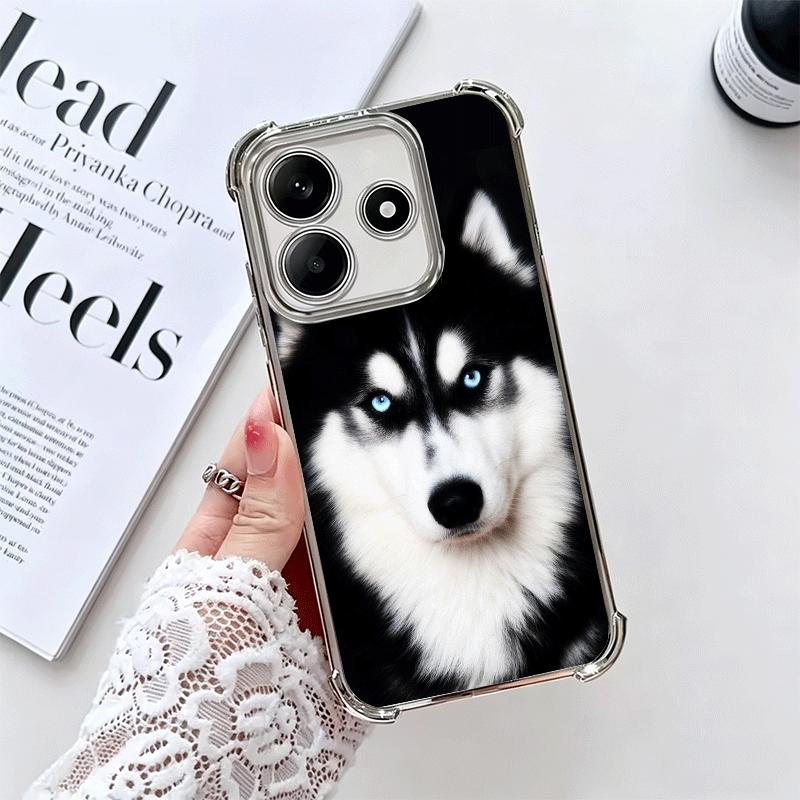 

Alaskan Husky Cute Dogs Plating Phone Case For Xiaomi Redmi Note 14 15 Pro Plus 13 12 11 11S 11T 10 9S 9 5G Anti-Fall Airabag Co Redmi Note 15 5G