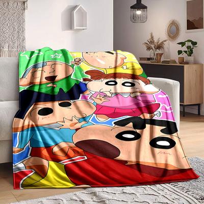 1pc Crayon Shin Chan Blanket Lightweight Flannel Blanket Throw Blanket For Sofa, Bed, Travel, Camping, Livingroom, Office, Couch