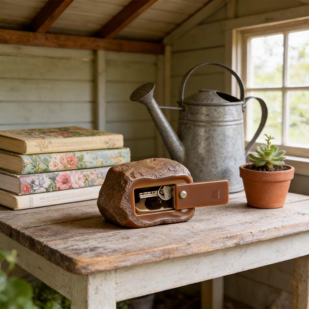 Resin Key Storage Box With Rustic Stone Design For Outdoor Home Decor