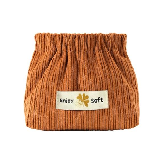 Corduroy Self-Closing Pouch Hair Tie Organizer Portable Snap Closure Pouch Storage Bag for Lipstick