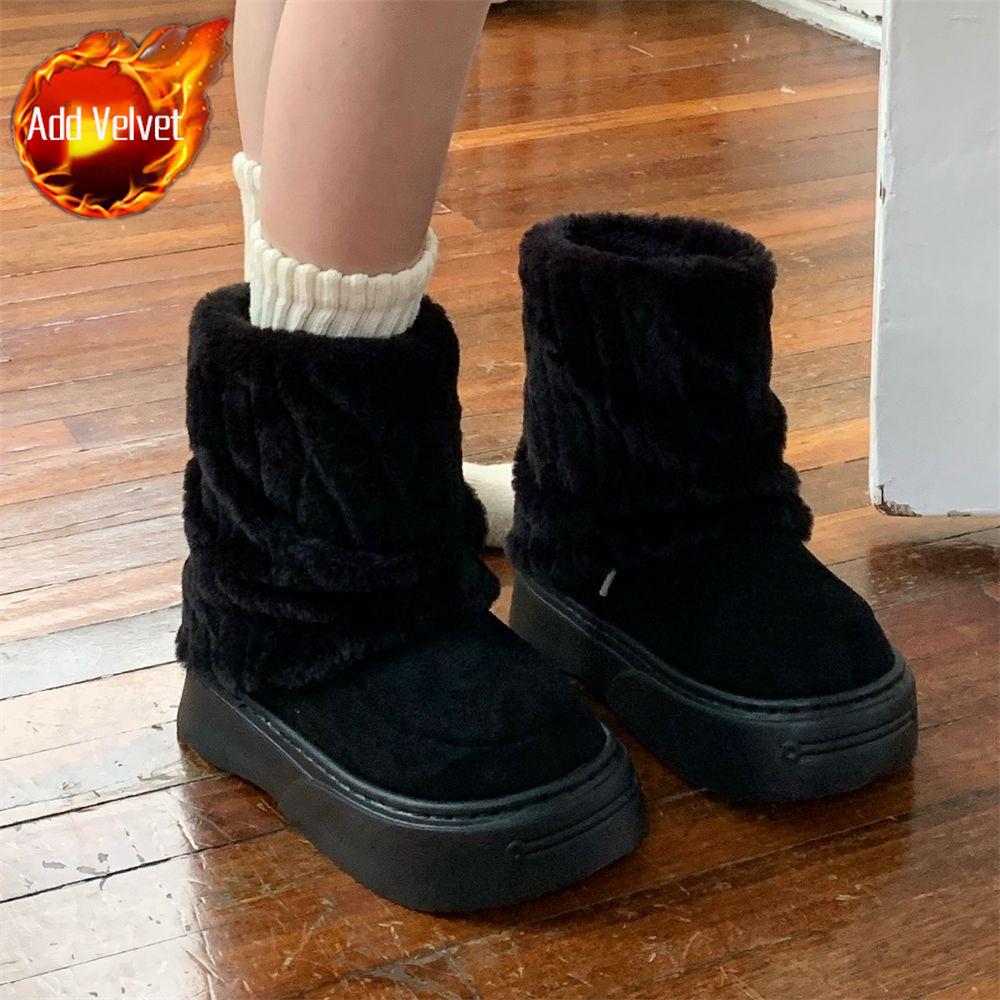 

Fashion Chunky Plush Warm Round Toe Women s Snow Boots Winter 2025 Novelty Padded on Offer Trend High Quality New Fashion Ladies Shoes 41