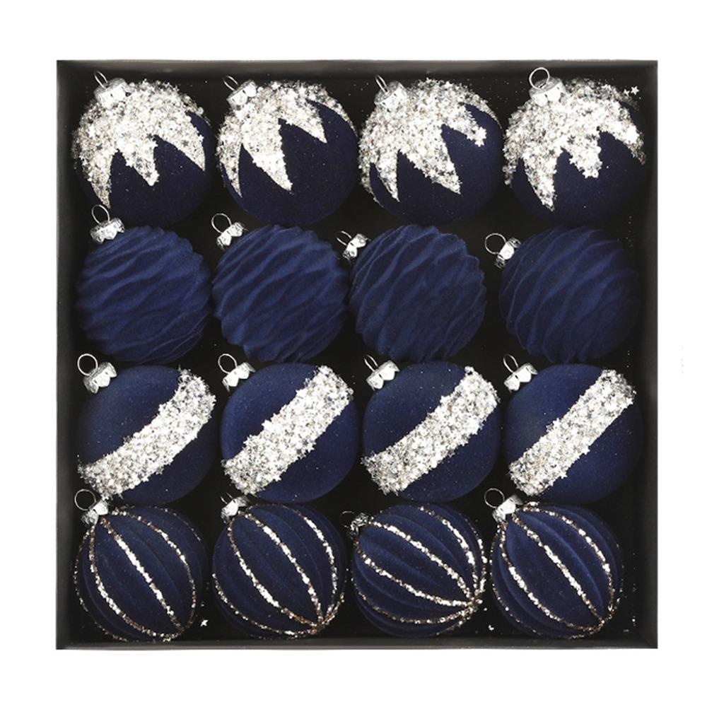 16Pcs Shiny Flocking Christmas Ball 6cm Christmas Tree Decoration  Festival Ornament