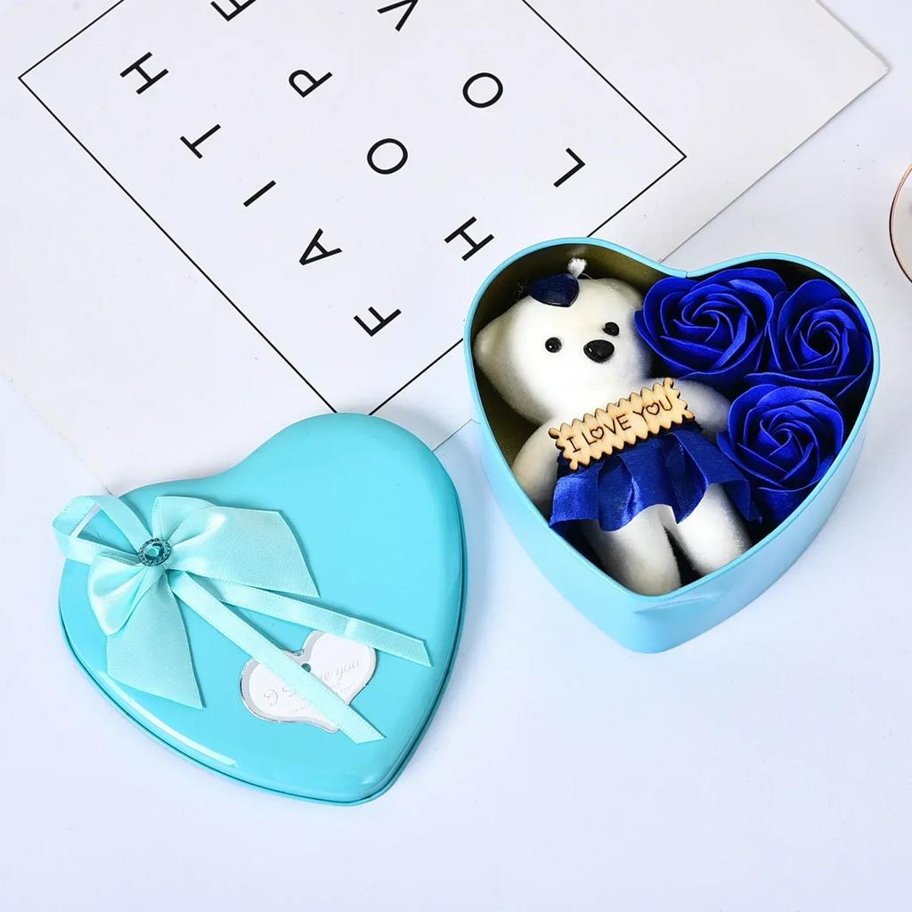 Bear Soap Rose Gift Box Valentines Day Flower Love Box Bears Bouquet Wedding Birthday Home Party Decoration