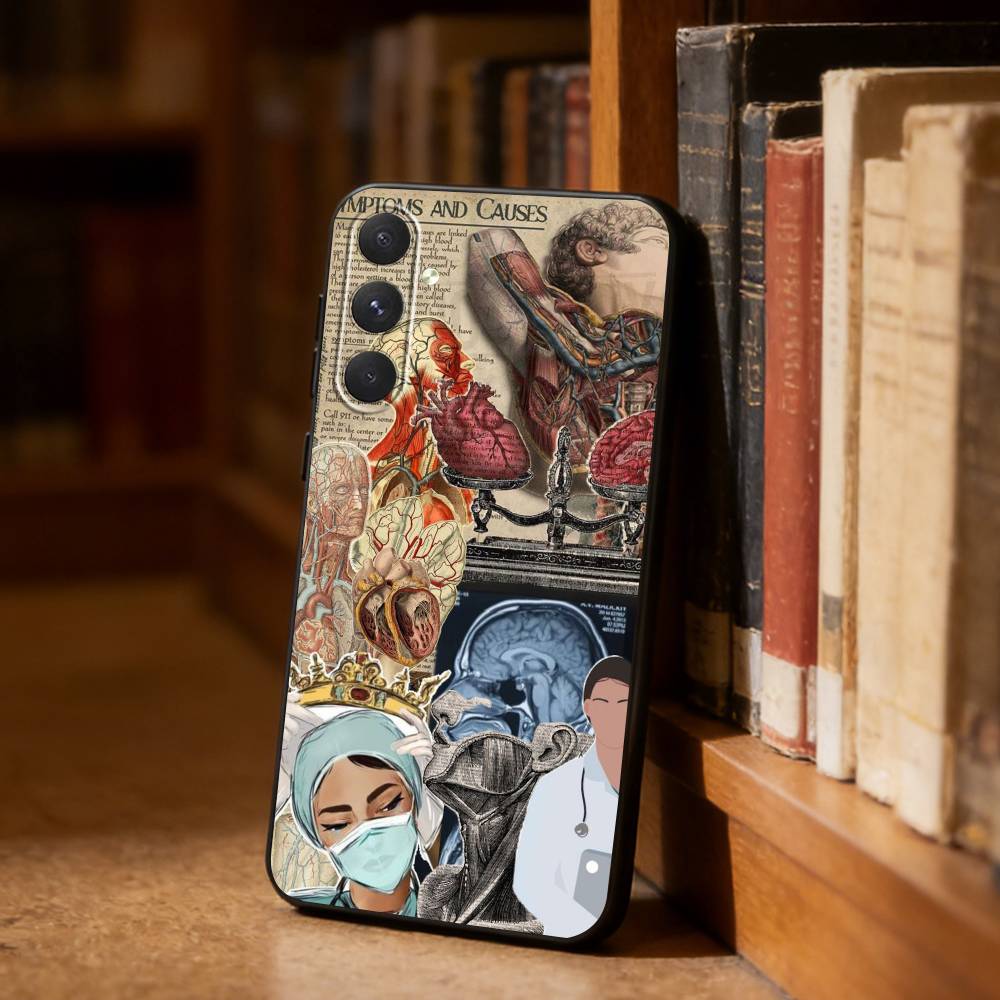 Medical Art Medicine Collage  Phone Case For Samsung S26,S25,S24,S23,S22,S21,Ultra,Plus,FE Black Soft Cover