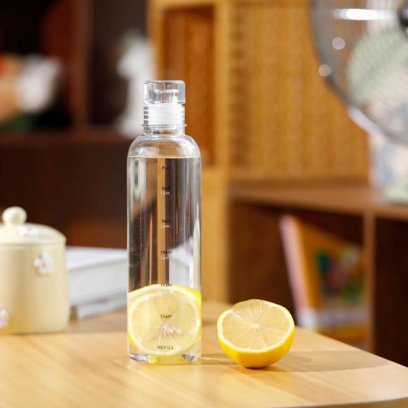 Instagram Style Time Graduated Cup, Car Mounted Transparent Plastic Cup, Creative Portable Large Capacity Internet Famous Water