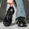 Men Punk Loafers Dress Boots Elevator Shoes Black Red Round Toe Big Head Leather Shoes Thick Sole Platform Shoes Plus Size