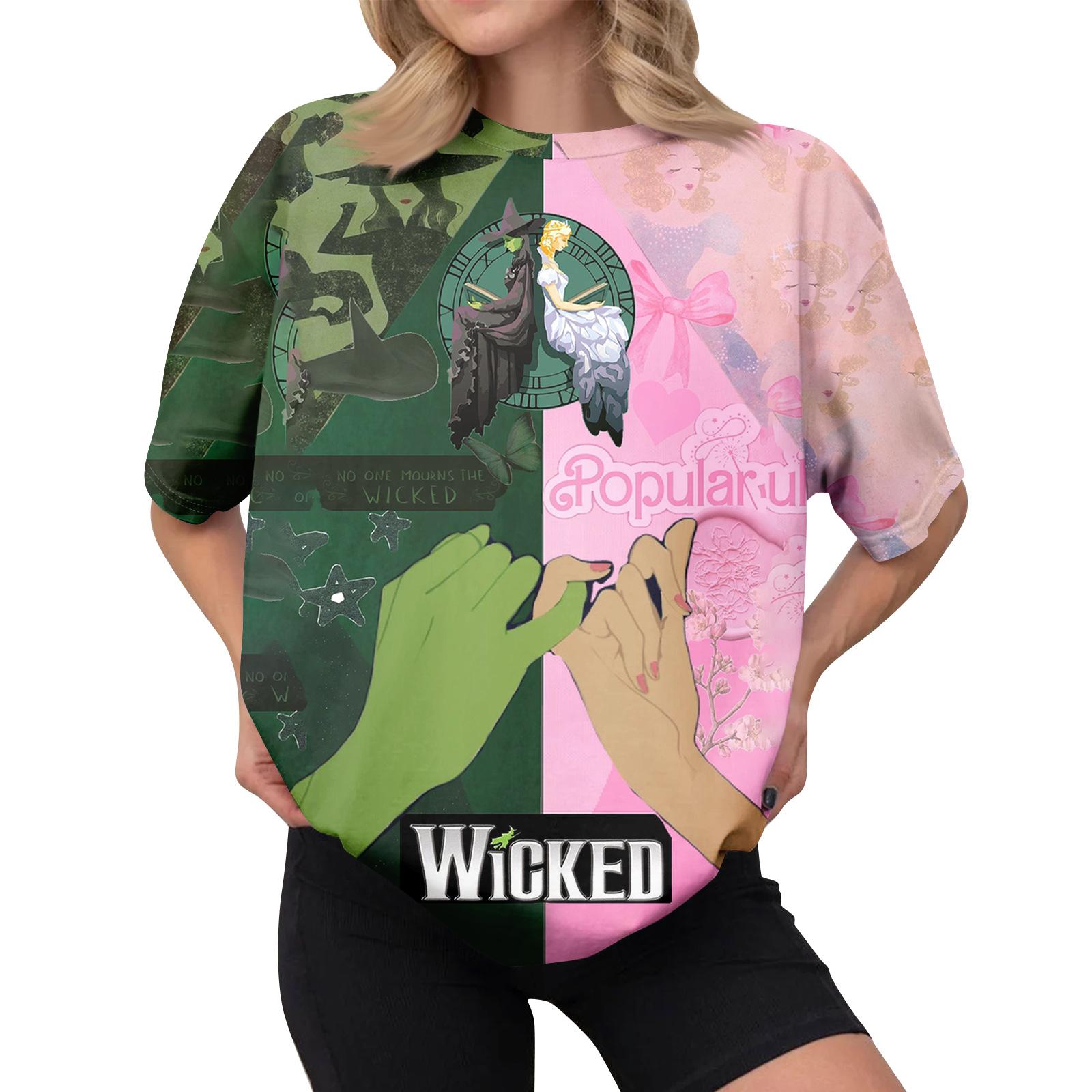 

Women s Casual Printed T-shirt Round Neck Pullover Short Sleeve Top L розовый