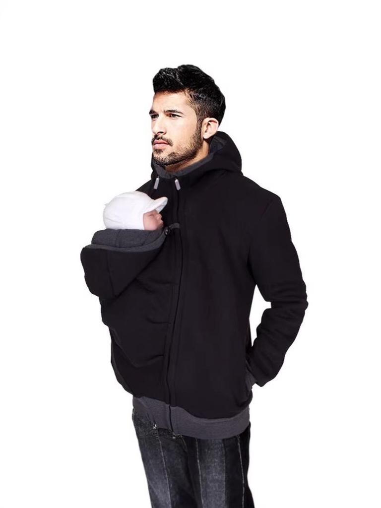 European & American Multifunctional Kangaroo Dad Hoodie: Men's Autumn/Winter Parent-Child Baby Carrier