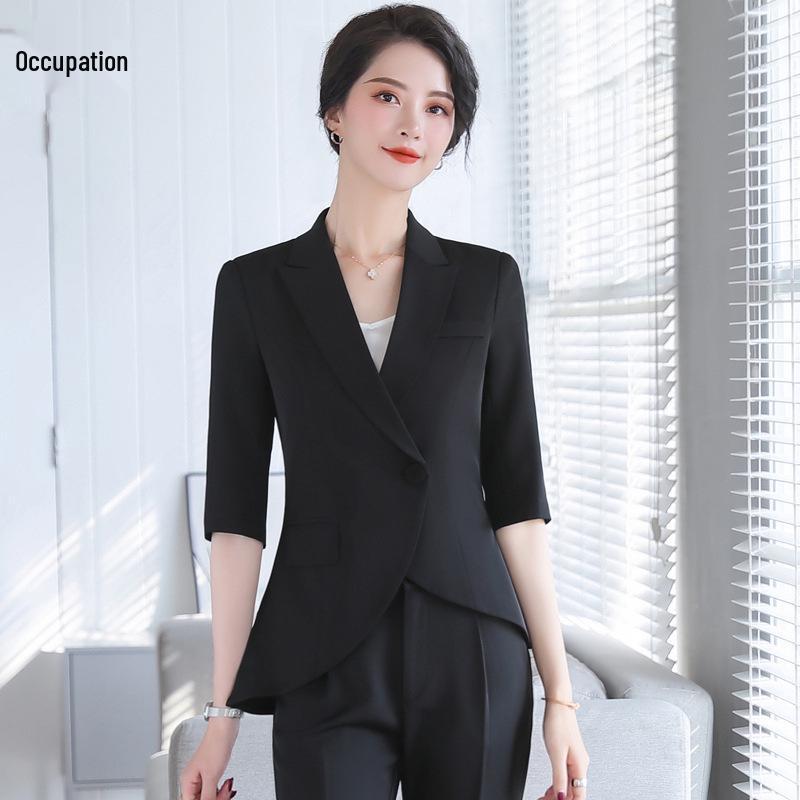 Women's Slim Fit Tuxedo Suit Set - Spring/Summer Professional Blazer & Pants Workwear