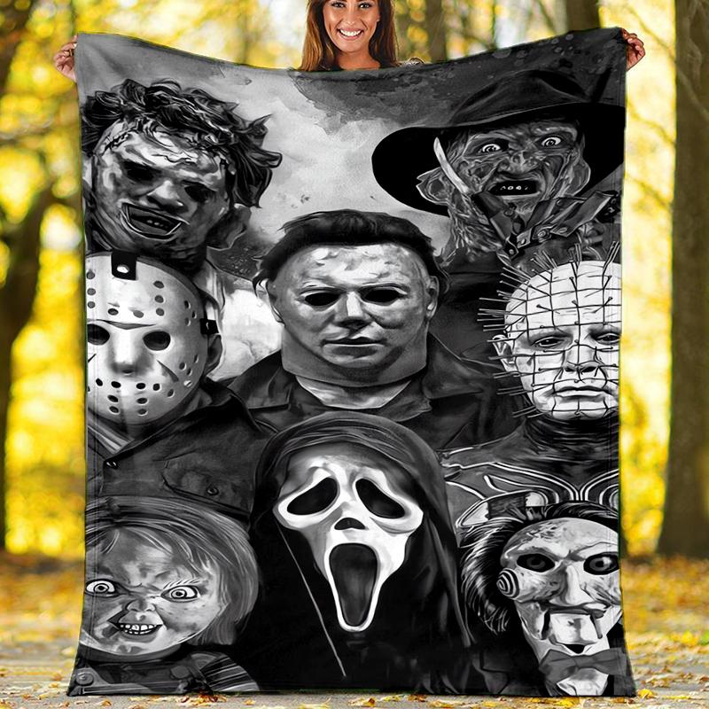 Halloween horror Theme Printed Blanket - Perfect for Couch, Bed, Travel & Outdoor Use | Machine Washable, Cozy & Durable.