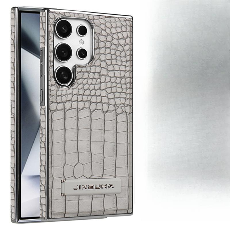 Suitable for Samsung S24ultra Mobile Phone Case Crocodile Pattern Magnetic Absorber Samsung Full-inclusive S25u Bracket 23u Men's Leather Case